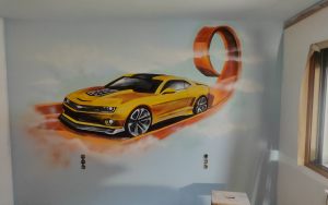 Mural Graffiti Hotwheels Habitacion Adolescente 300x100000